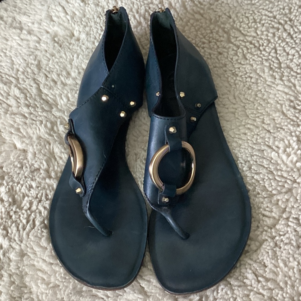 Tory Burch Navy Gladiator Thong Sandals